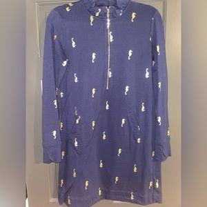 Beautiful Lilly Pulitzer Skipper Dress Navy & Gold Excellent Used Cond Sz M.